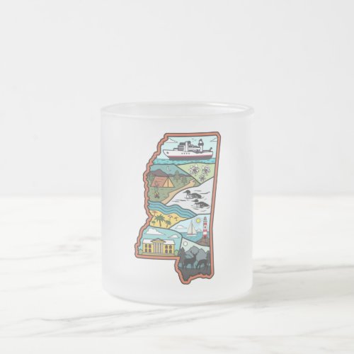 Retro Mississippi Biloxi Laurel MS State Souvenir Frosted Glass Coffee Mug