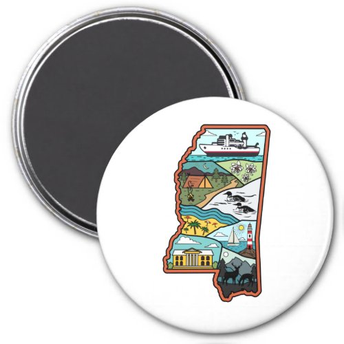 Retro Mississippi Biloxi Laurel MS State Souvenir Magnet