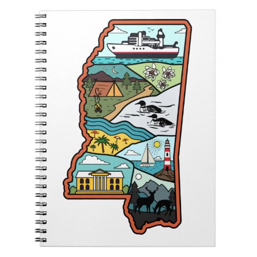 Retro Mississippi Biloxi Laurel MS State Souvenir Notebook