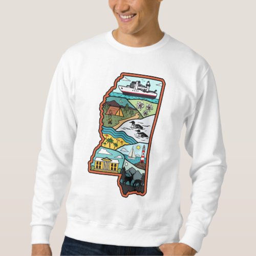 Retro Mississippi Biloxi Laurel MS State Souvenir Sweatshirt