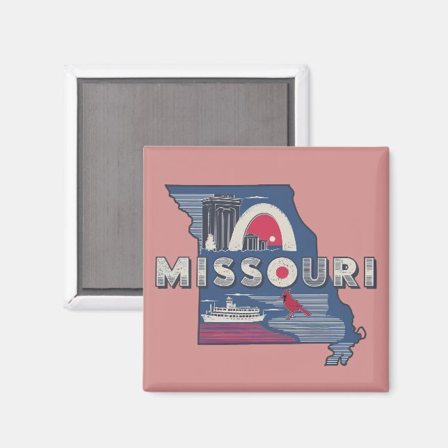 Retro Missouri Silhouette Magnet (Front/Back)