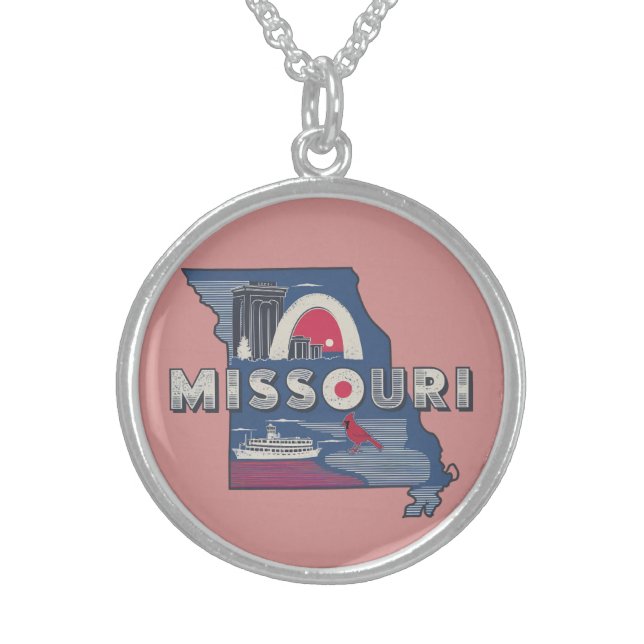 Retro Missouri Silhouette Sterling Silver Necklace (Front)