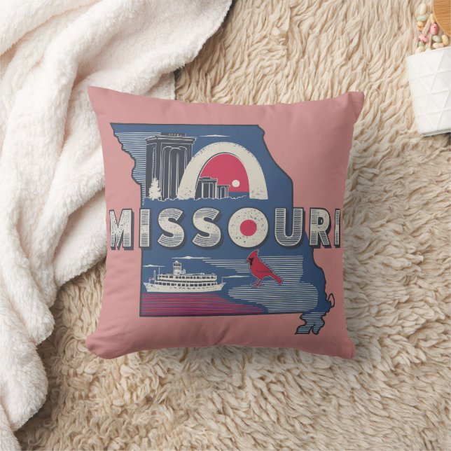 Retro Missouri Silhouette Throw Pillow (Blanket)