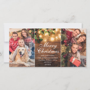 Retro Mistletoe Rustic Merry Christmas Greeting Holiday Card