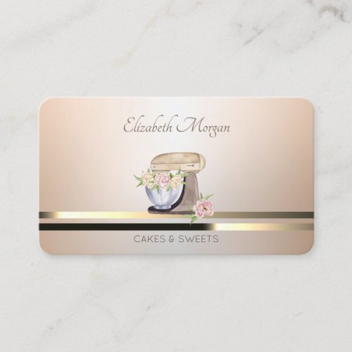 Retro Mixer Flowers Bakery Luminous  Business Card