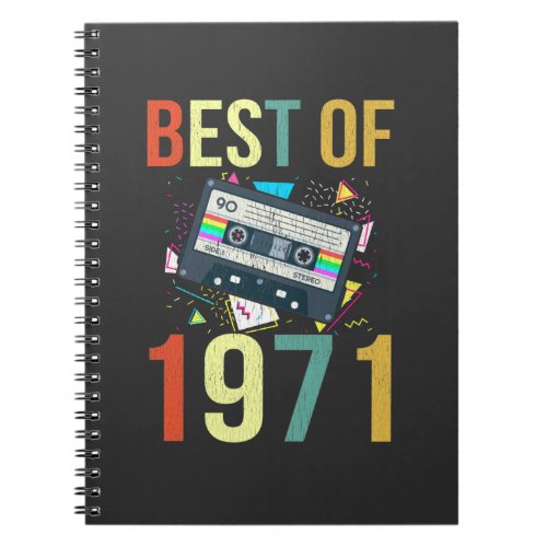 Retro Mixtape Best Of 1971 Birthday Cassette Gift Notebook