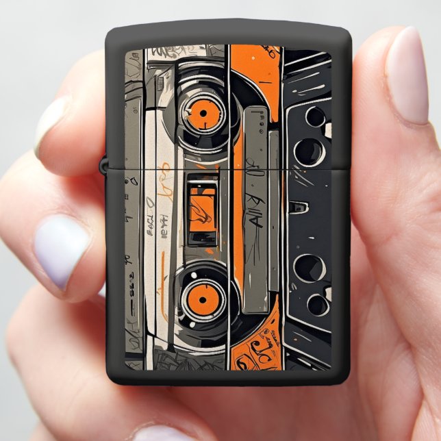 Retro Mixtape Cassette  Zippo Lighter (In Hand)
