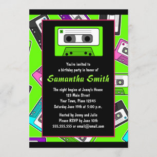 Retro Mixtape Themed Birthday Party Invitation