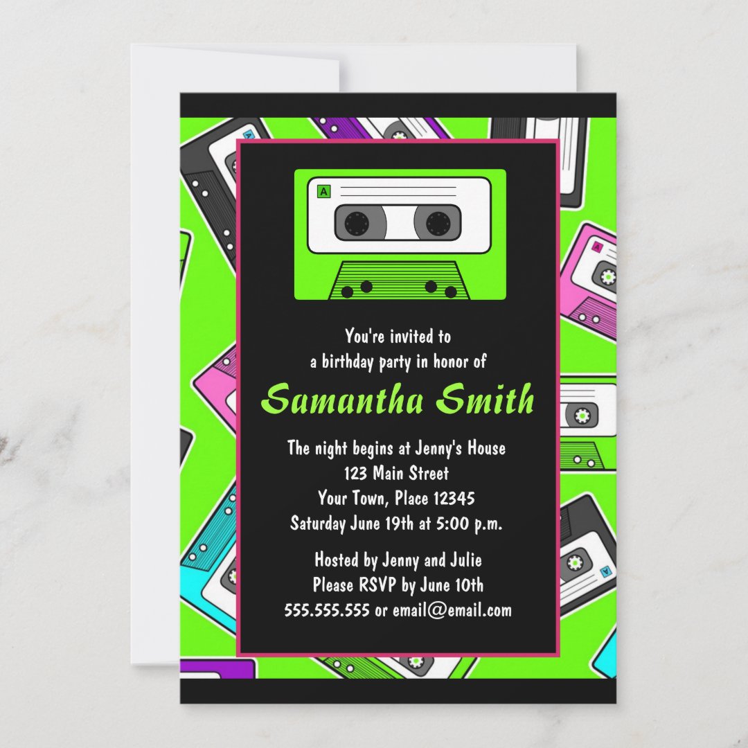 Retro Mixtape Themed Birthday Party Invitation | Zazzle