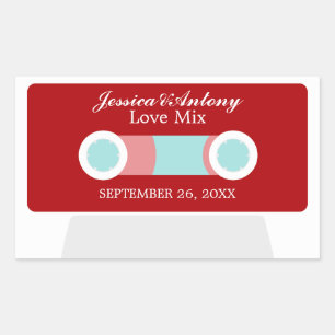 Retro Mixtape Wedding Favor Rectangular Sticker