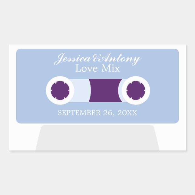 Retro Mixtape Wedding Favor Rectangular Sticker (Front)