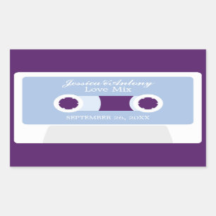 Retro Mixtape Wedding Favor Rectangular Sticker