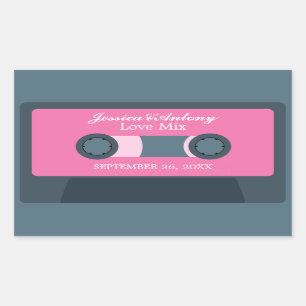 Retro Mixtape Wedding Favor Rectangular Sticker