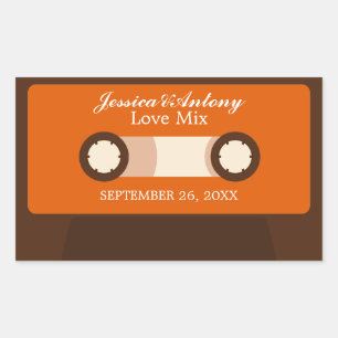Retro Mixtape Wedding Favor Rectangular Sticker