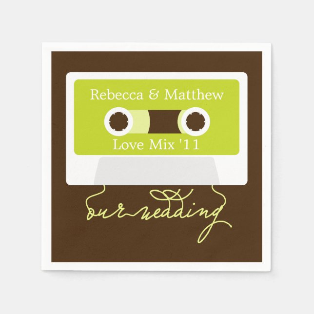 Retro Mixtape Wedding Napkins (Front)