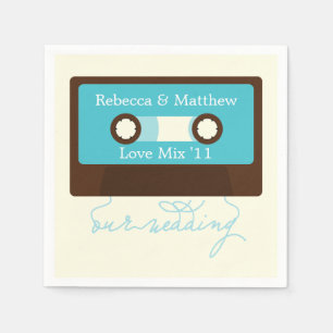 Retro Mixtape Wedding Paper Napkins