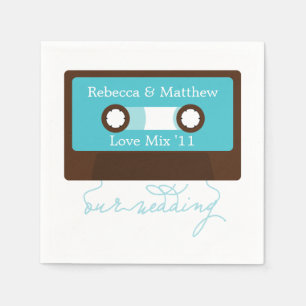 Retro Mixtape Wedding Paper Napkins
