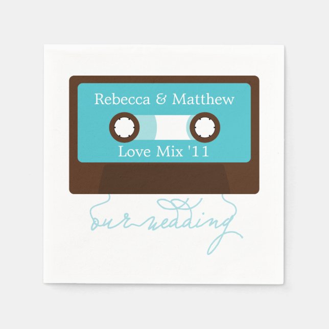 Retro Mixtape Wedding Paper Napkins (Front)