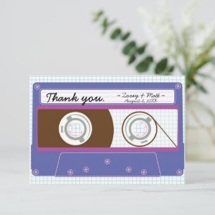Retro Mixtape Wedding Purple and Indigo Thank You Card