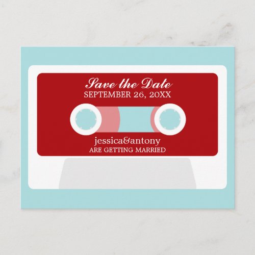 Retro Mixtape Wedding Save the Date Announcement Postcard