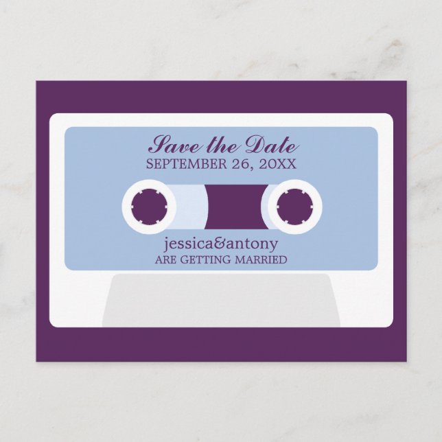 Retro Mixtape Wedding Save the Date Announcement Postcard (Front)