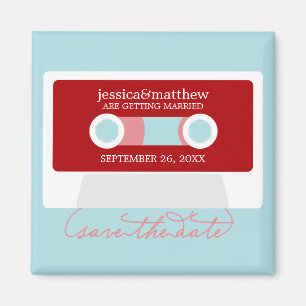 Retro Mixtape Wedding Save the Date Magnet