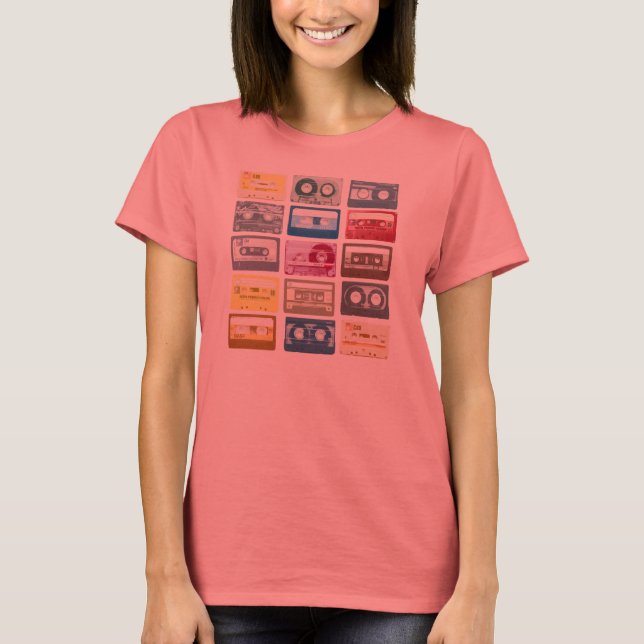 Retro Mixtapes Print Apparel T-Shirt (Front)
