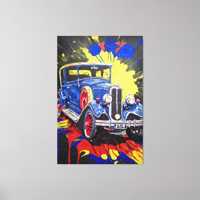 retro, mobile, car, vintage, canvas print (Front)