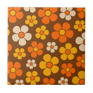 Retro Mod 1960s Style Flower Pattern  Ceramic Tile