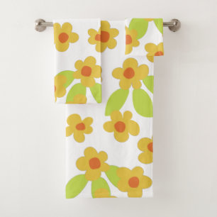 retro mod 60s 70s bath towel set