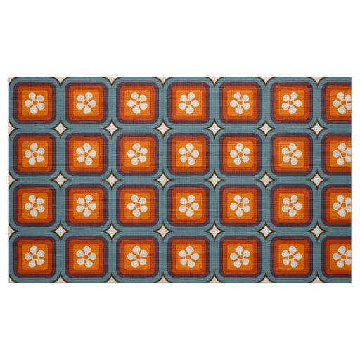 retro mod 60s 70s flower fabric pattern