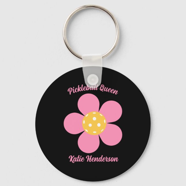Retro Mod 70s Ckleball Flower D  Keychain (Front)