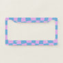 Retro Mod Abstract Checkerboard in Blue and Purple License Plate Frame