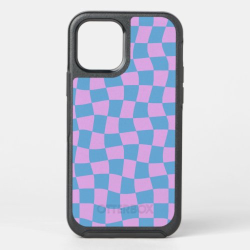 Retro Mod Abstract Checkerboard in Blue and Purple OtterBox Symmetry iPhone 12 Case