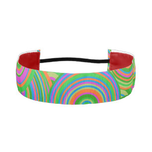 Retro mod abstract circles,Green and Orange-red Athletic Headband