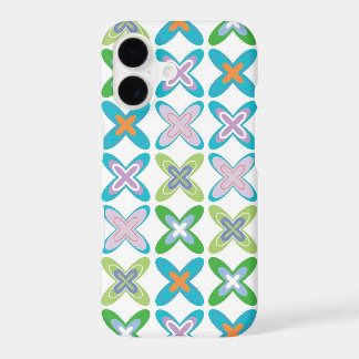 Retro Mod Art Funky Teal Blue Purple Cross Pattern iPhone 17 Case