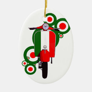Retro Mod Art Italian Scooter Ceramic Ornament