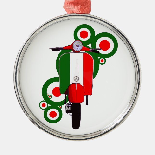 Retro Mod  Art Italian Scooter Metal Ornament (Front)