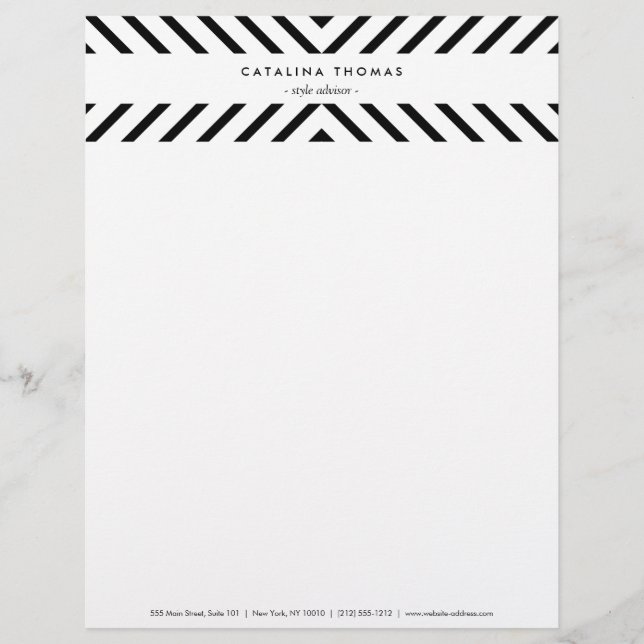 Retro Mod Black and White Pattern Letterhead (Front)