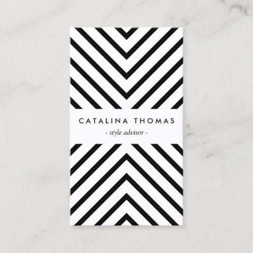 Retro Mod Black and White Pattern Vertical Business Card