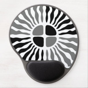 Retro Mod Black and White Sunburst Geometric Mouse Gel Mouse Pad