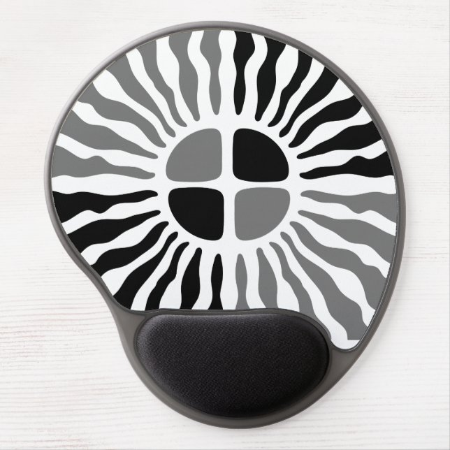 Retro Mod Black and White Sunburst Geometric Mouse Gel Mouse Pad (Front)