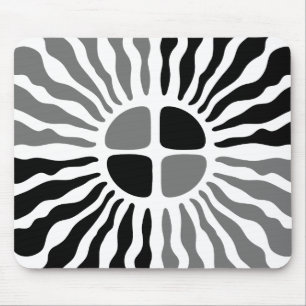 Retro Mod Black and White Sunburst Geometric Mouse Pad