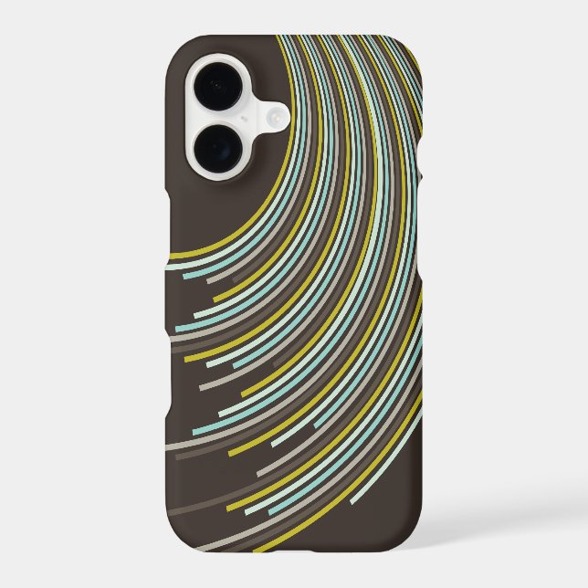 Retro Mod Blue & Brown Curvy Stripes Abstract Art Case-Mate iPhone Case (Back)