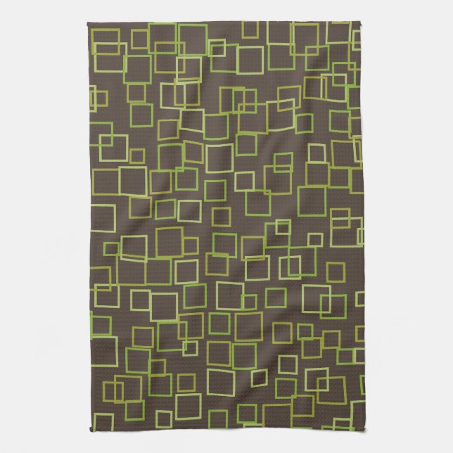 Retro Mod Brown Lime Kitchen Towel Gift (Vertical)