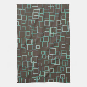 Retro Mod Brown Turquoise Kitchen Towel Gift