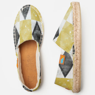 Retro mod casual chic geometric harlequin diamond espadrilles