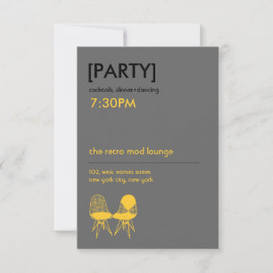 Retro Mod Chair Pair Eames Wedding Reception Invitation