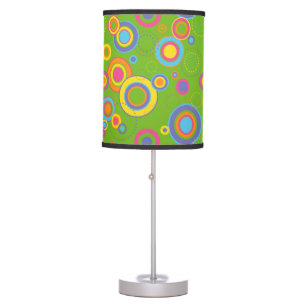 Retro Mod Circles on Green Table Lamp