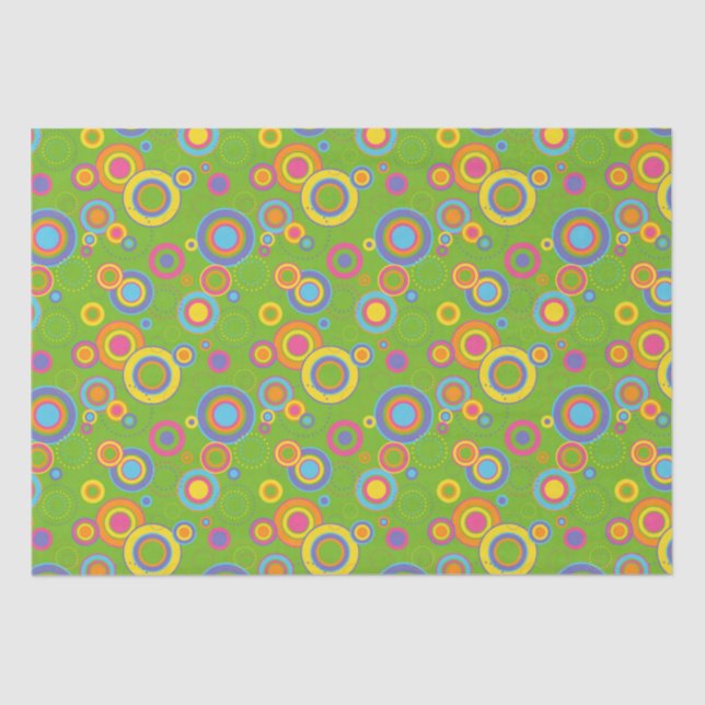 Retro Mod Circles on Green Tissue Paper (Front)